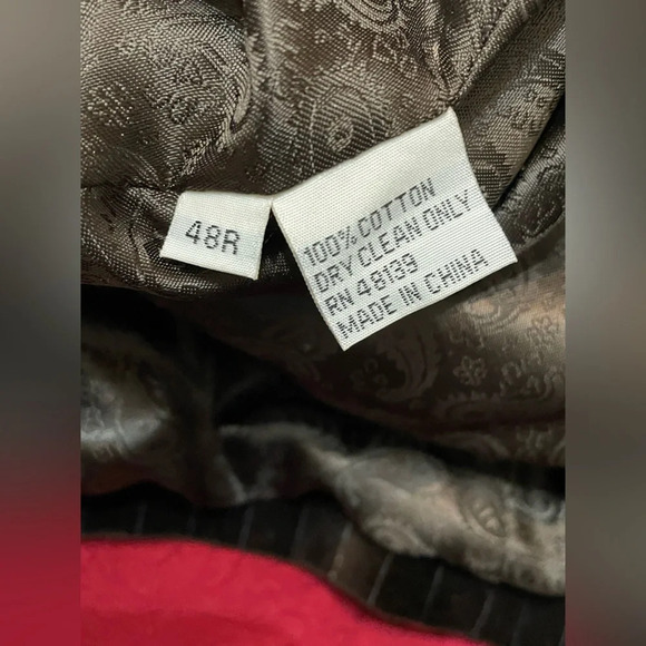 EJ Samuel Men's Brown Velvet Pinstripe Blazer 48R - Picture 6 of 8